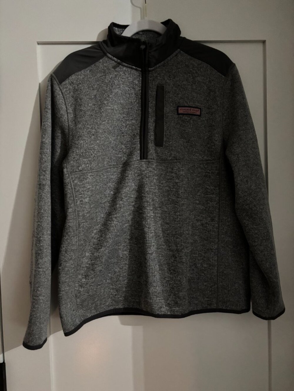Vineyard Vines 1/4 Zip Pullover Mens Medium Gray Zip Pocket Fleece Sweater